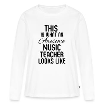 Musiklehrer-Wertschätzung Grundschulgeschenk - Frauen Premium Bio Langarmshirt - Weiß - Vorne - Julia (174cm)