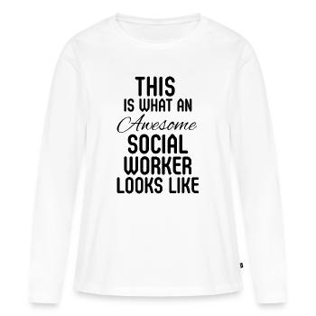Social Worker Retirement Community Caseworker Gift - Women's Premium Organic Long Sleeve Shirt - white - Front - Julia (174cm)