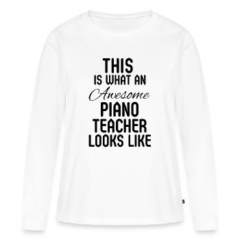 Cadeau d’appréciation du professeur de musique de piano de la part d’un élève - T-shirt manches longues Premium bio Femme - blanc - Devant - Julia (174cm)