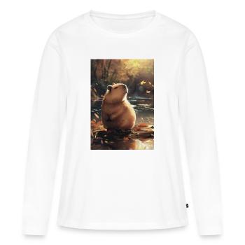 Marmotte d'automne en reflet - T-shirt manches longues Premium bio Femme - blanc - Devant - Julia (174cm)
