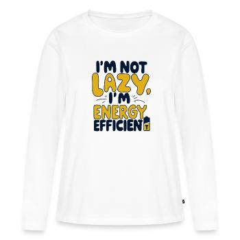 Économe en énergie au lieu de paresseux - T-shirt manches longues Premium bio Femme - blanc - Devant - Julia (174cm)