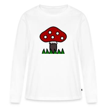 CHAMPIGNON. AUTOMNE. NATURE. ANNIVERSAIRE. FÊTE. - T-shirt manches longues Premium bio Femme - blanc - Devant - Julia (174cm)