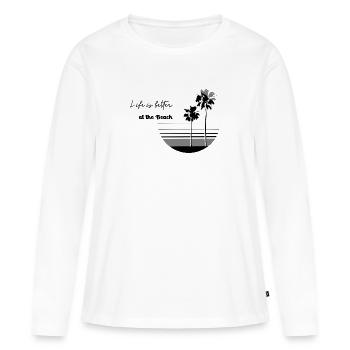 La vie est meilleure à la plage Chemise - T-shirt manches longues Premium bio Femme - blanc - Devant - Julia (174cm)