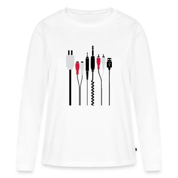 Audio et connecteurs d'alimentation - T-shirt manches longues Premium bio Femme - blanc - Devant - Julia (174cm)