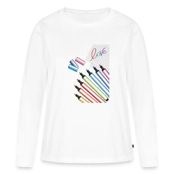 amour écrit - T-shirt manches longues Premium bio Femme - blanc - Devant - Julia (174cm)