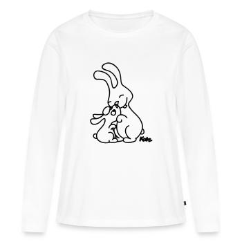 Hase und Häschen - Frauen Premium Bio Langarmshirt - Weiß - Vorne - Julia (174cm)