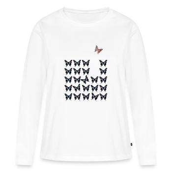 be different - Frauen Premium Bio Langarmshirt - Weiß - Vorne - Julia (174cm)