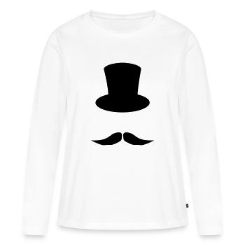sir top hat - T-shirt manches longues Premium bio Femme - blanc - Devant - Julia (174cm)