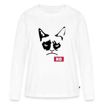 Chat grincheux - T-shirt manches longues Premium bio Femme - blanc - Devant - Julia (174cm)