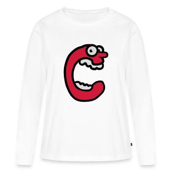 Grimace de lettre C crier Monster - T-shirt manches longues Premium bio Femme - blanc - Devant - Julia (174cm)