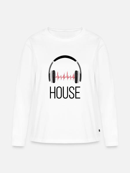 House Music - Frauen Premium Bio Langarmshirt - Weiß