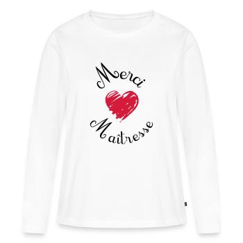 merci maîtresse cadeau fin année - T-shirt manches longues Premium bio Femme - blanc - Devant - Julia (174cm)
