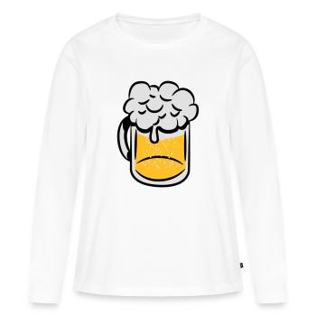 Poignée de boire de la bière - T-shirt manches longues Premium bio Femme - blanc - Devant - Julia (174cm)