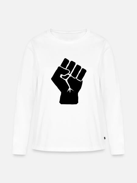 Erhöhte Faust Symbol - Frauen Premium Bio Langarmshirt - Weiß