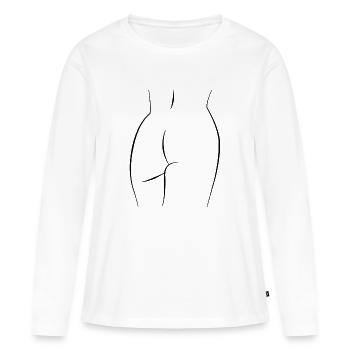 Dessin au trait d’un - T-shirt manches longues Premium bio Femme - blanc - Devant - Julia (174cm)