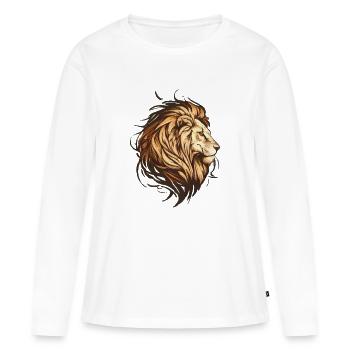 Tête de lion - T-shirt manches longues Premium bio Femme - blanc - Devant - Julia (174cm)