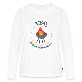 VBQ barbecue végétalien, végétarien, barbecue - T-shirt manches longues Premium bio Femme - blanc - Devant - Julia (174cm)