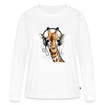 Jaz la girafe audiophile - T-shirt manches longues Premium bio Femme - blanc - Devant - Julia (174cm)