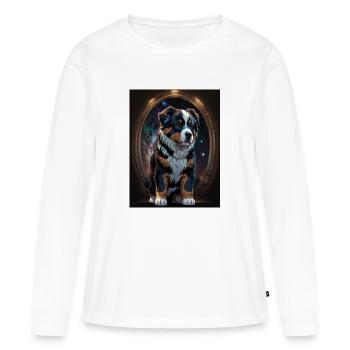 Chiot Bouvier Bernois - T-shirt manches longues Premium bio Femme - blanc - Devant - Julia (174cm)