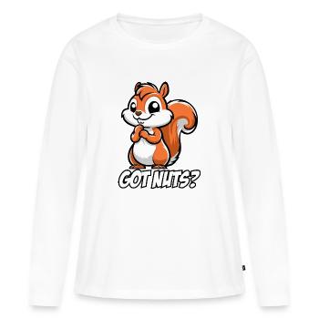 Hast du Nüsse? - Frauen Premium Bio Langarmshirt - Weiß - Vorne - Julia (174cm)