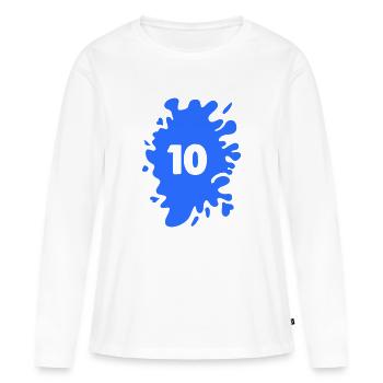 klecks 10 - Frauen Premium Bio Langarmshirt - Weiß - Vorne - Julia (174cm)