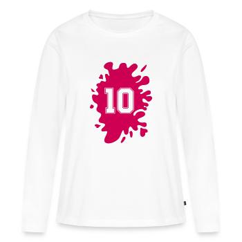 klecks 10 - Frauen Premium Bio Langarmshirt - Weiß - Vorne - Julia (174cm)