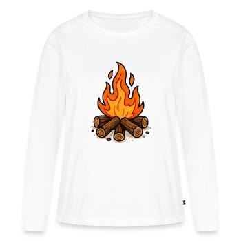 Feu de camp - T-shirt manches longues Premium bio Femme - blanc - Devant - Julia (174cm)