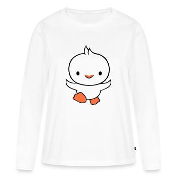 Ente rennt schnell will fliegen niedlich flattern - Frauen Premium Bio Langarmshirt - Weiß - Vorne - Julia (174cm)