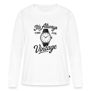 Un design idéal pour les horlogers et les collectionneurs de montres - T-shirt manches longues Premium bio Femme - blanc - Devant - Julia (174cm)
