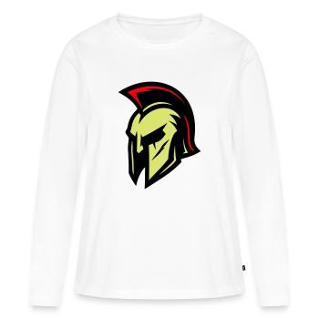 Casque de gladiateur Sparta - T-shirt manches longues Premium bio Femme - blanc - Devant - Julia (174cm)