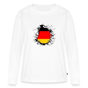 Allemagne Drapeau allemand Drapeau allemand Utilisé Regarder à la maison - T-shirt manches longues Premium bio Femme - blanc - Devant - Julia (174cm)