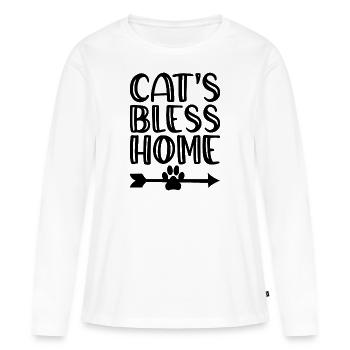 Cats Bless Home - T-shirt manches longues Premium bio Femme - blanc - Devant - Julia (174cm)