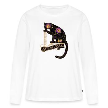 Steampunk Cat -Design Steampunk victorien - T-shirt manches longues Premium bio Femme - blanc - Devant - Julia (174cm)