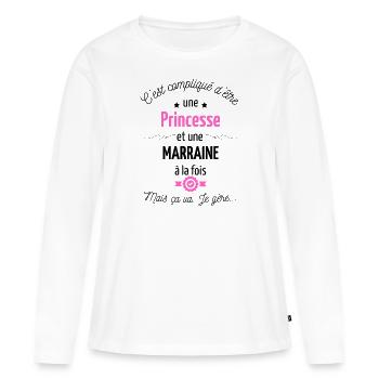 princesse Et MARRAINE - T-shirt manches longues Premium bio Femme - blanc - Devant - Julia (174cm)