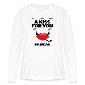 Un baiser pour toi, signé Judas - T-shirt manches longues Premium bio Femme - blanc - Devant - Julia (174cm)