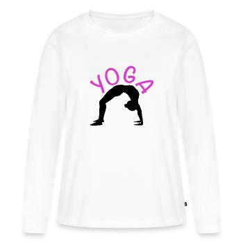 Yoga Sports - T-shirt manches longues Premium bio Femme - blanc - Devant - Julia (174cm)