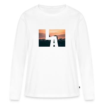 Los Angeles Coucher de soleil - T-shirt manches longues Premium bio Femme - blanc - Devant - Julia (174cm)