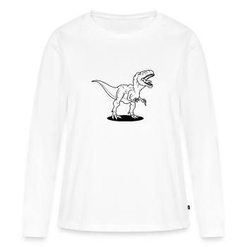 T-Rex - T-shirt manches longues Premium bio Femme - blanc - Devant - Julia (174cm)