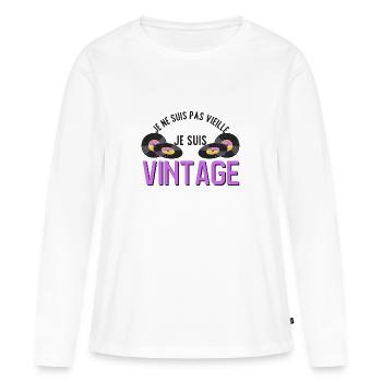 Je ne suis pas vieille je suis vintage - T-shirt manches longues Premium bio Femme - blanc - Devant - Julia (174cm)