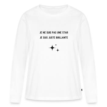 je ne suis pas une star je suis brillante - T-shirt manches longues Premium bio Femme - blanc - Devant - Julia (174cm)