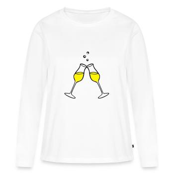 , célébration 2 col - T-shirt manches longues Premium bio Femme - blanc - Devant - Julia (174cm)