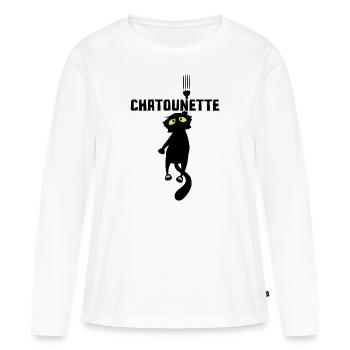 Surnom Copine Mignonne Femme Couple Chatounette - T-shirt manches longues Premium bio Femme - blanc - Devant - Julia (174cm)