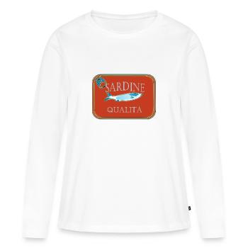DOSE QUALITÄTS-SARDINEN - Frauen Premium Bio Langarmshirt - Weiß - Vorne - Julia (174cm)