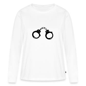 menottes - T-shirt manches longues Premium bio Femme - blanc - Devant - Julia (174cm)