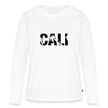 Cali Palmiers Californie - T-shirt manches longues Premium bio Femme - blanc - Devant - Julia (174cm)