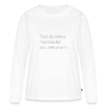 bétises - T-shirt manches longues Premium bio Femme - blanc - Devant - Julia (174cm)