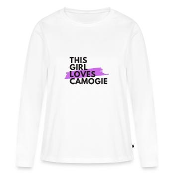 This girl loves camogie - Women's Premium Organic Long Sleeve Shirt - white - Front - Julia (174cm)