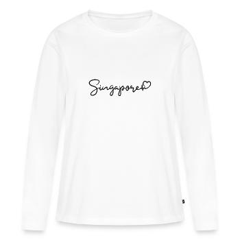 Singapour Heartbeat Singapour - T-shirt manches longues Premium bio Femme - blanc - Devant - Julia (174cm)