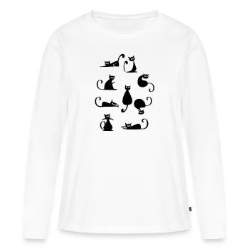 optique de chats différents - T-shirt manches longues Premium bio Femme - blanc - Devant - Julia (174cm)