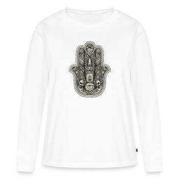 Main de mandala - T-shirt manches longues Premium bio Femme - blanc - Devant - Julia (174cm)